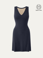 Flattering V-neck A-line New Airy Bra Tank Dress