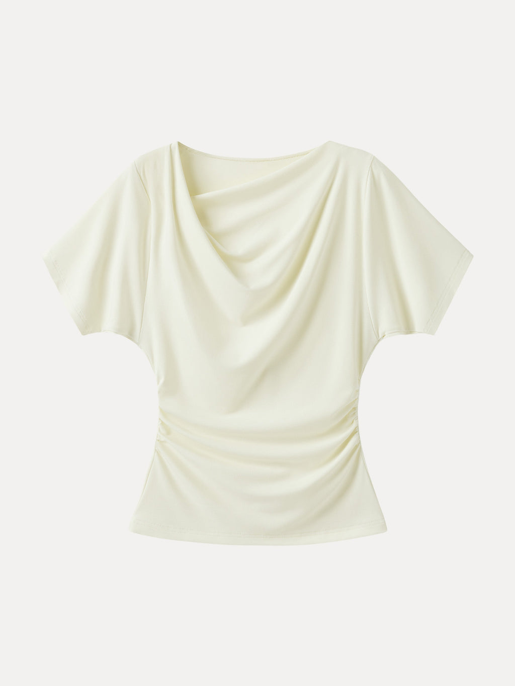 Asymmetrical Cowl Neck Ruched Top