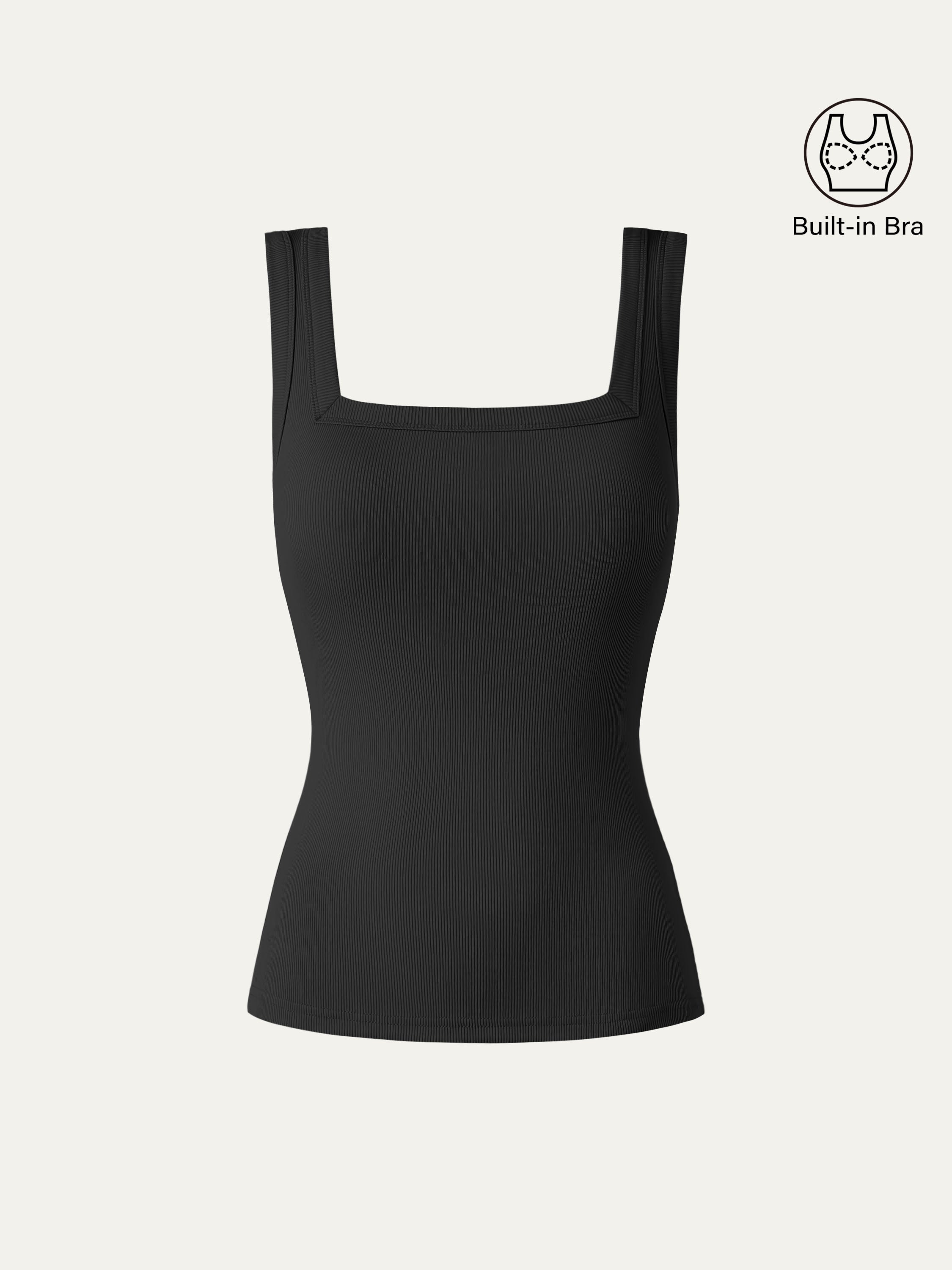 Slinky Square Open-Back Bra Tank Top