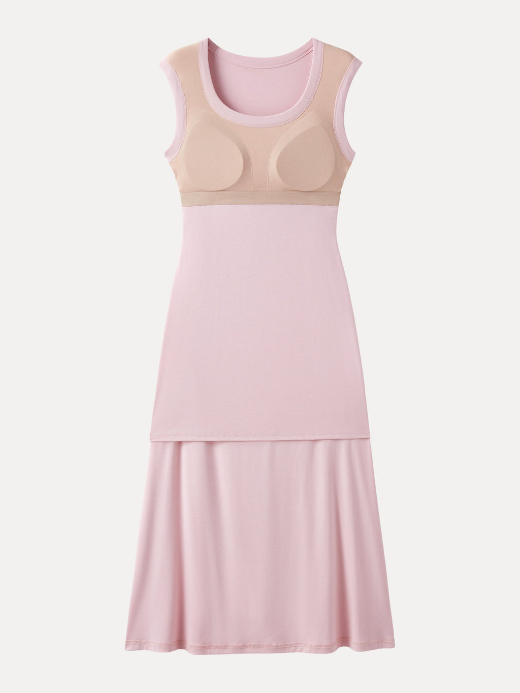 Scoop Neck Side Ruched New Airy Bra Midi Dress
