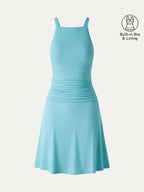 CoolTouch Square Neck Ruched Mini Bra Dress