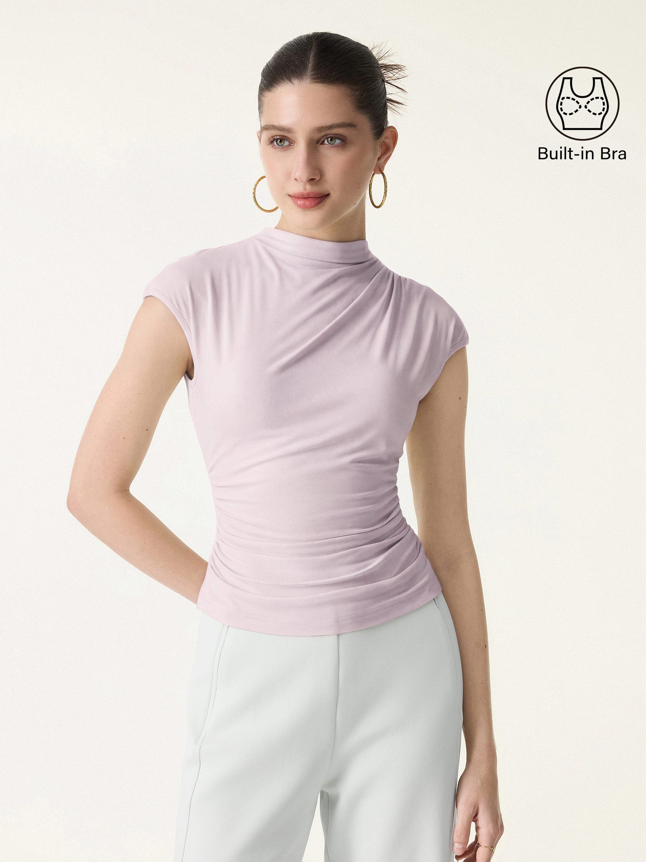 SkinKiss Mockneck Ruched Cropped Bra Top