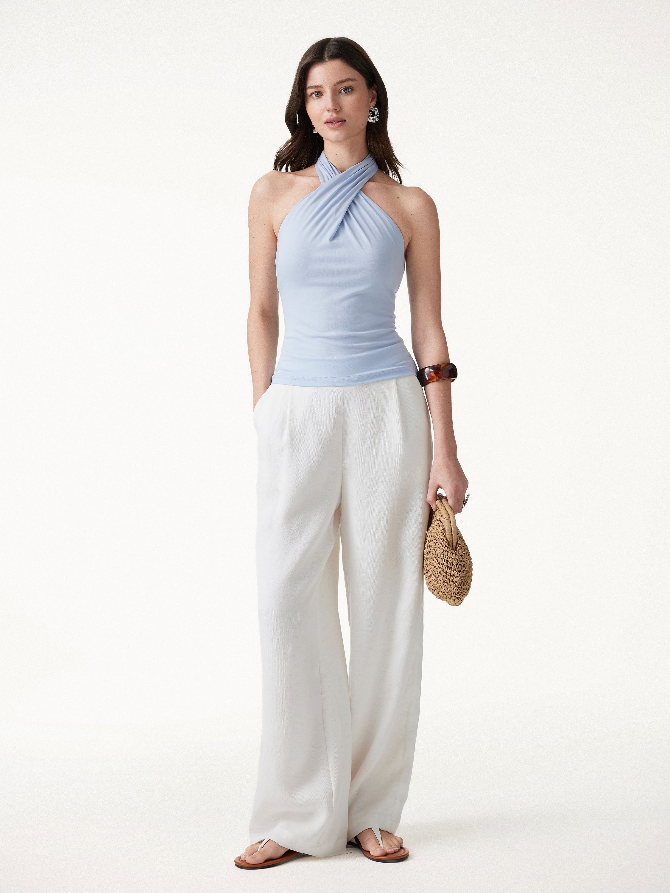 Criss Cross Halter Neck Going-Out Bra Top