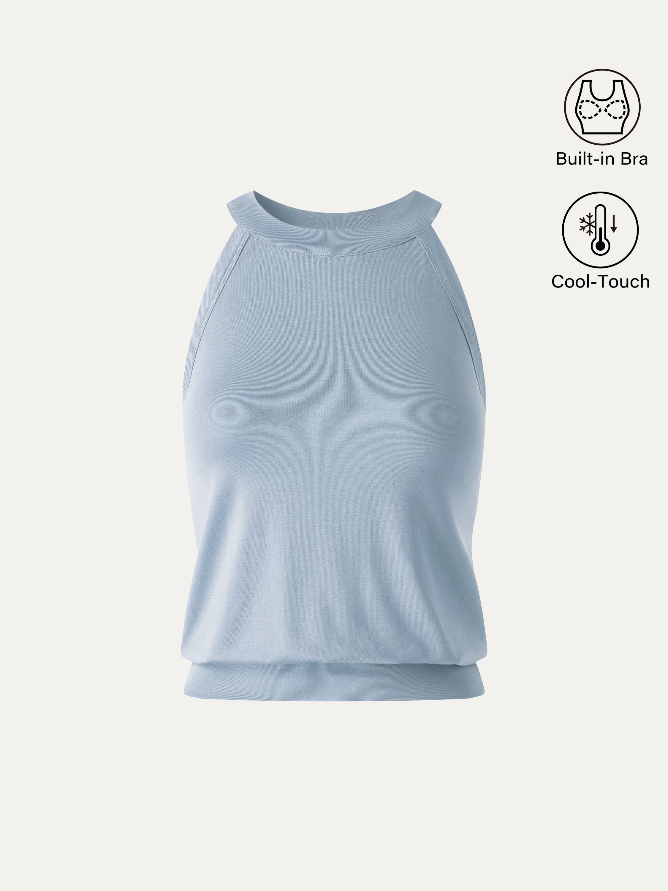Halter Neck Banded Hem Bra Tank