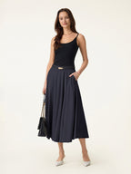 Lyocell Blend Volume Skirt with Pockets