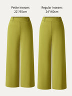 Not-See-Thru Mid Rise Cropped Wide Leg Pants with Pockets