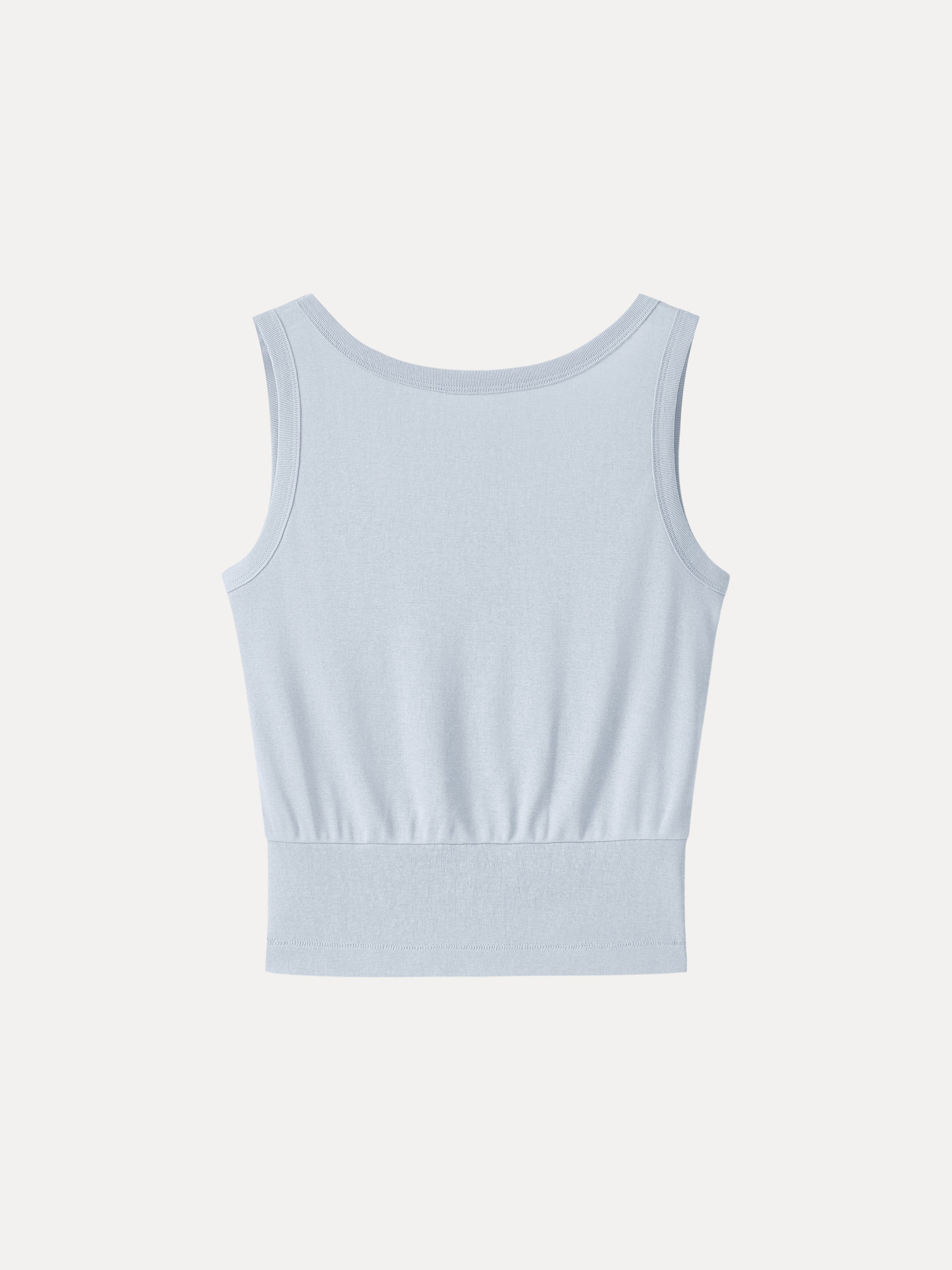 Cotton-Linen Blend Reversible Boatneck Low Back Top