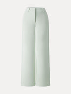 Stretchy Mid Rise Fly-Front Wide Leg Trouser