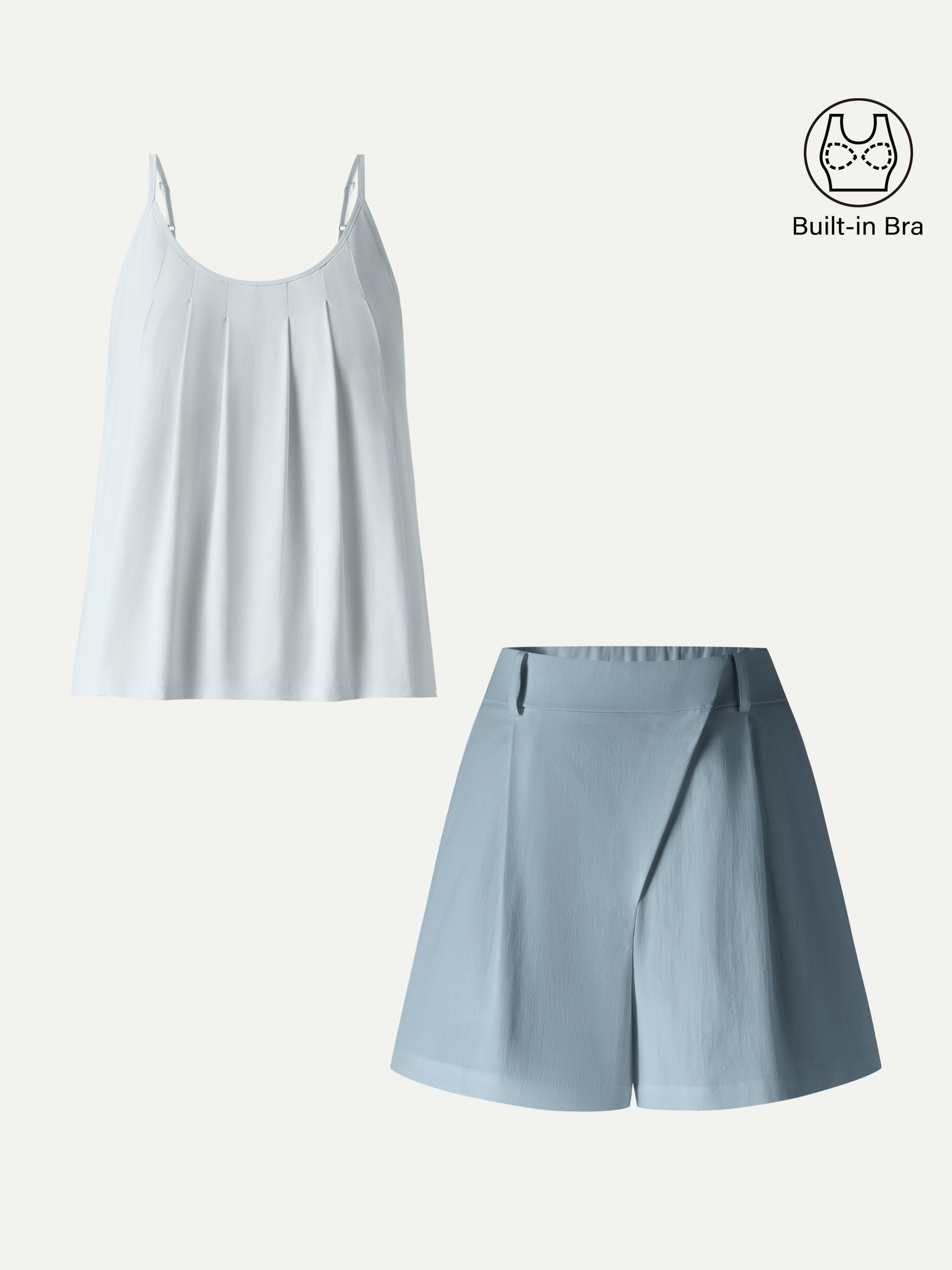 2Pcs Set Spaghetti Bra Tank & A-Line Shorts