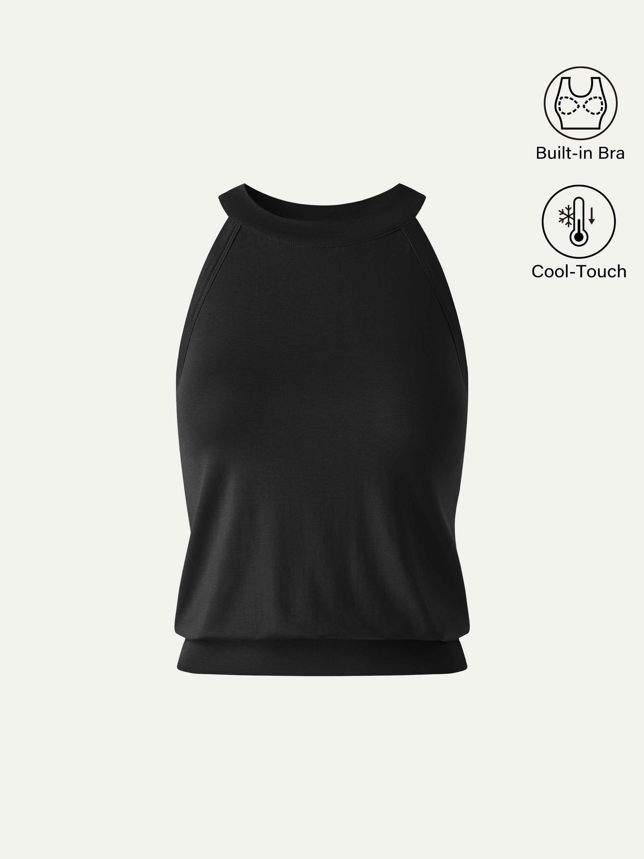 Halter Neck Banded Hem Bra Tank