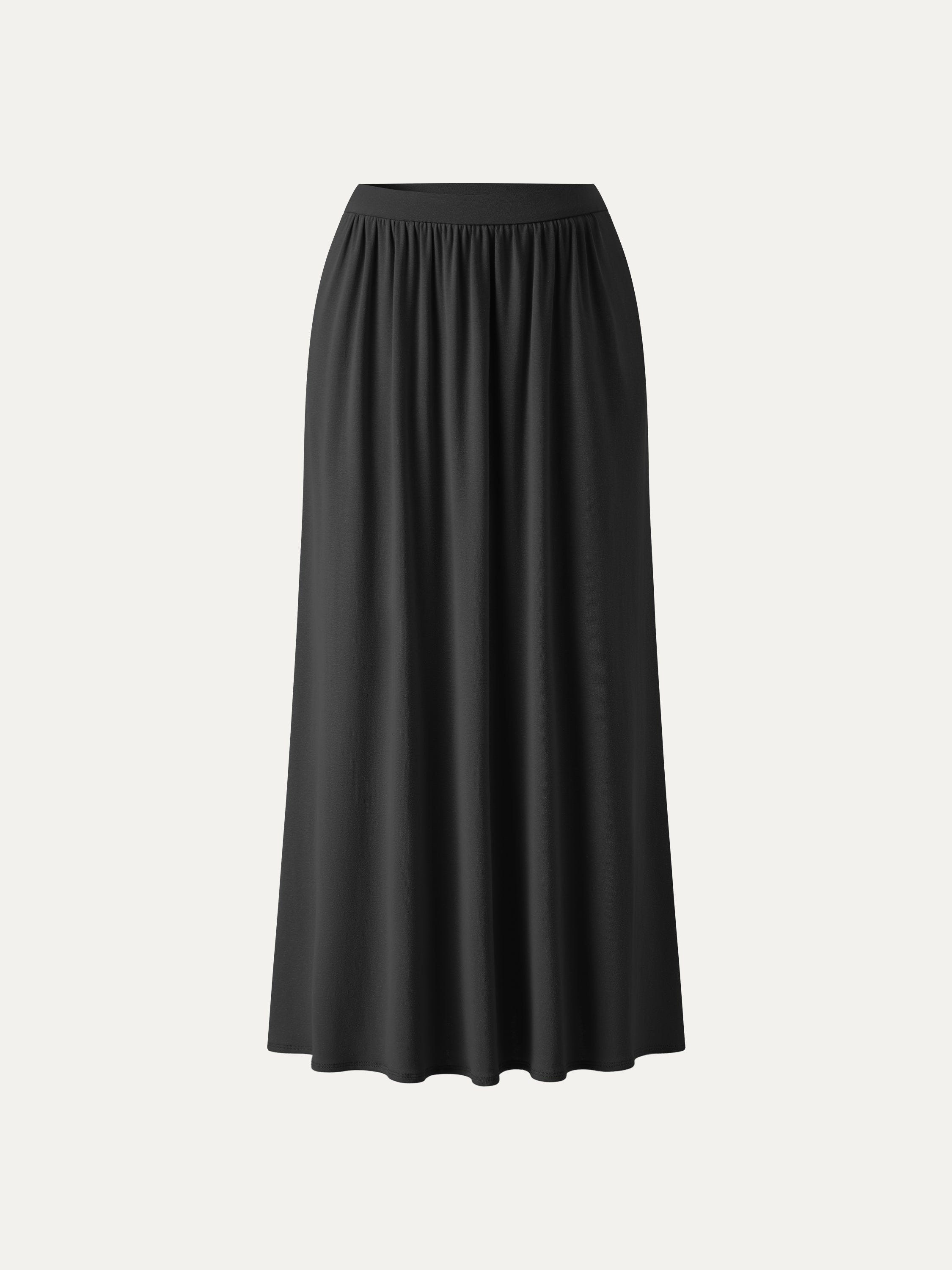 Soft Linen Knit Gathered A-Line Maxi Skirt with Pockets
