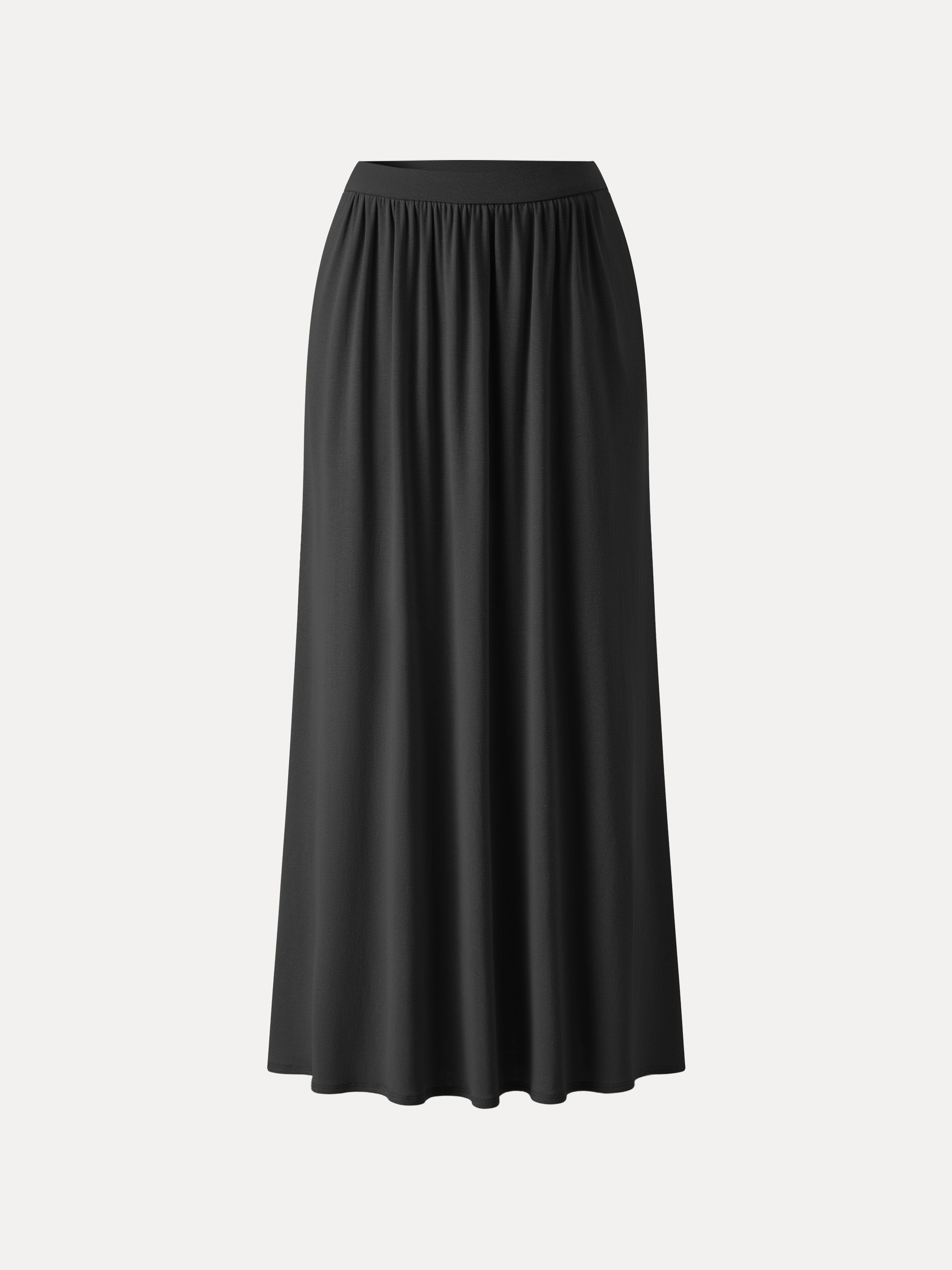 Soft Linen Knit Gathered A-Line Maxi Skirt with Pockets