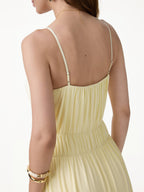 Vacay Gathered U-Neck Spaghetti Midi Bra Dress with Pockets