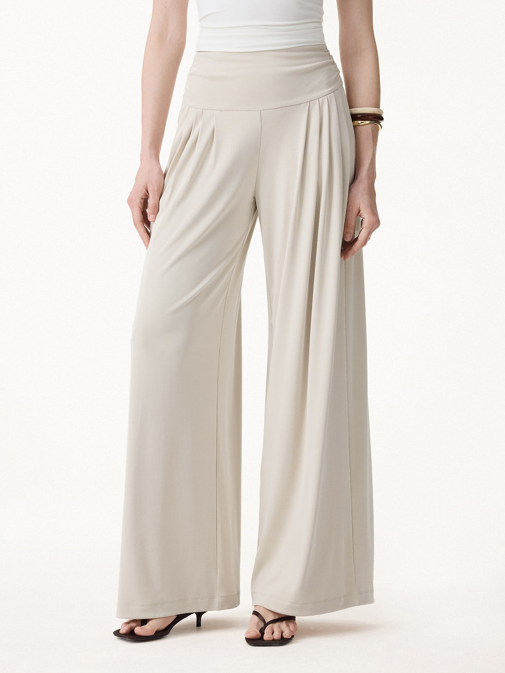 Sandwashed Super Flowy Tucked Palazzo Pant with Pockets