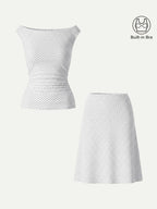 2Pcs Set Polka Dot Boatneck Bra Top & A-Line Flare Skirt Limited Edition