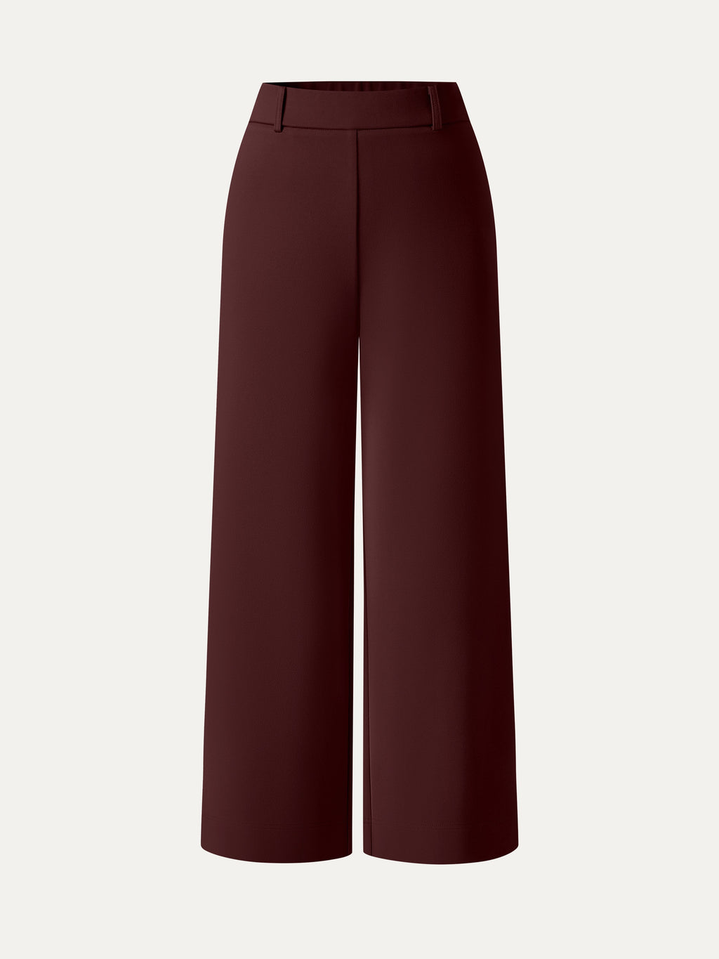 Not-See-Thru Mid Rise Cropped Wide Leg Pants with Pockets