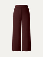 Not-See-Thru Mid Rise Cropped Wide Leg Pants with Pockets