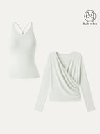 Two-Piece Set Cami with Surplice Ruched Top