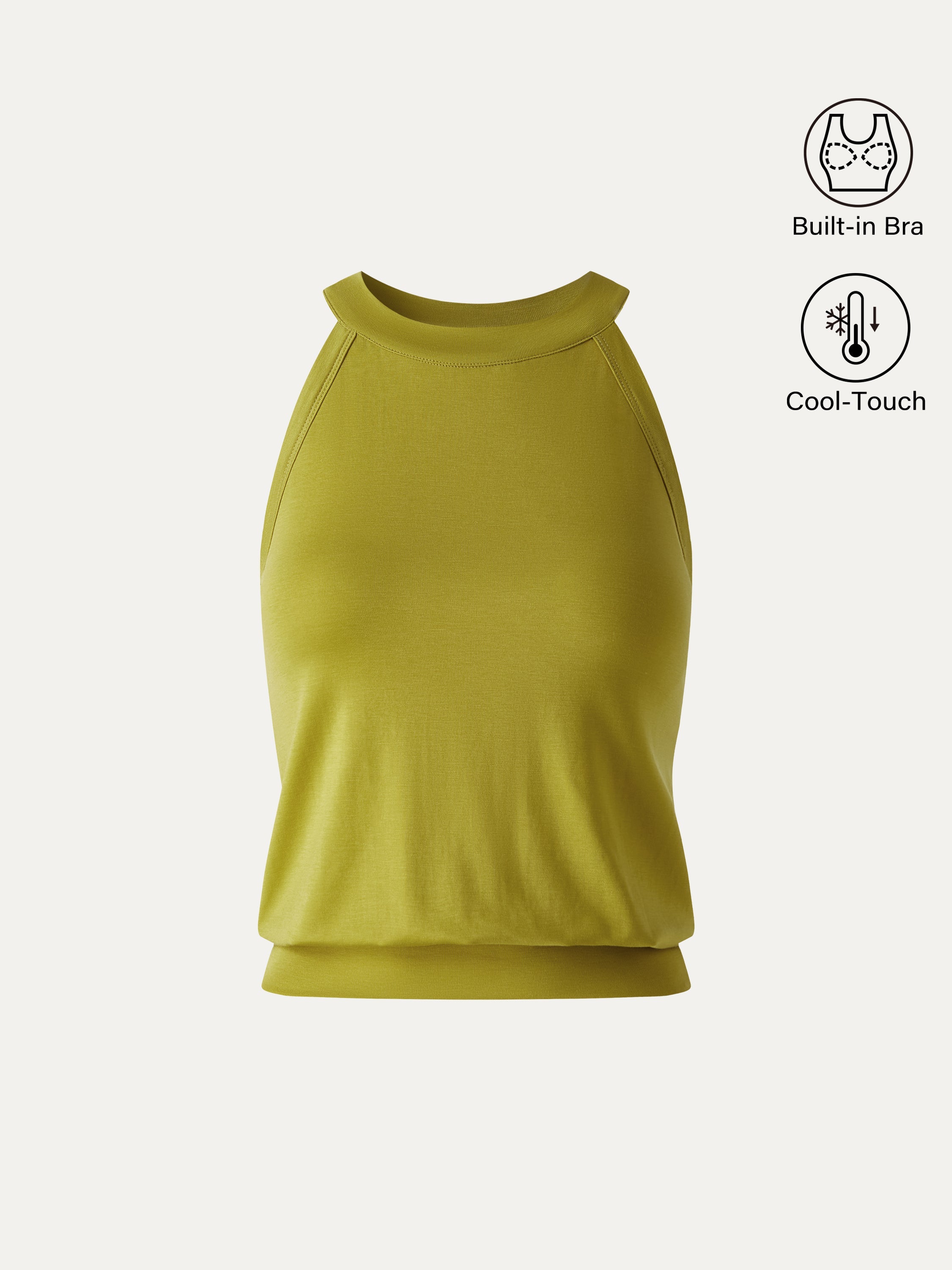 Halter Neck Banded Hem Bra Tank