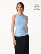 Back Smoothing Ruched Sleeveless Bandless Bra Top