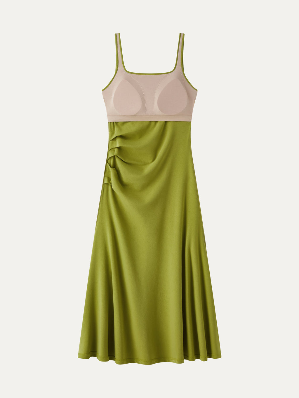Square Neck Tucked Open Back Bra Dress
