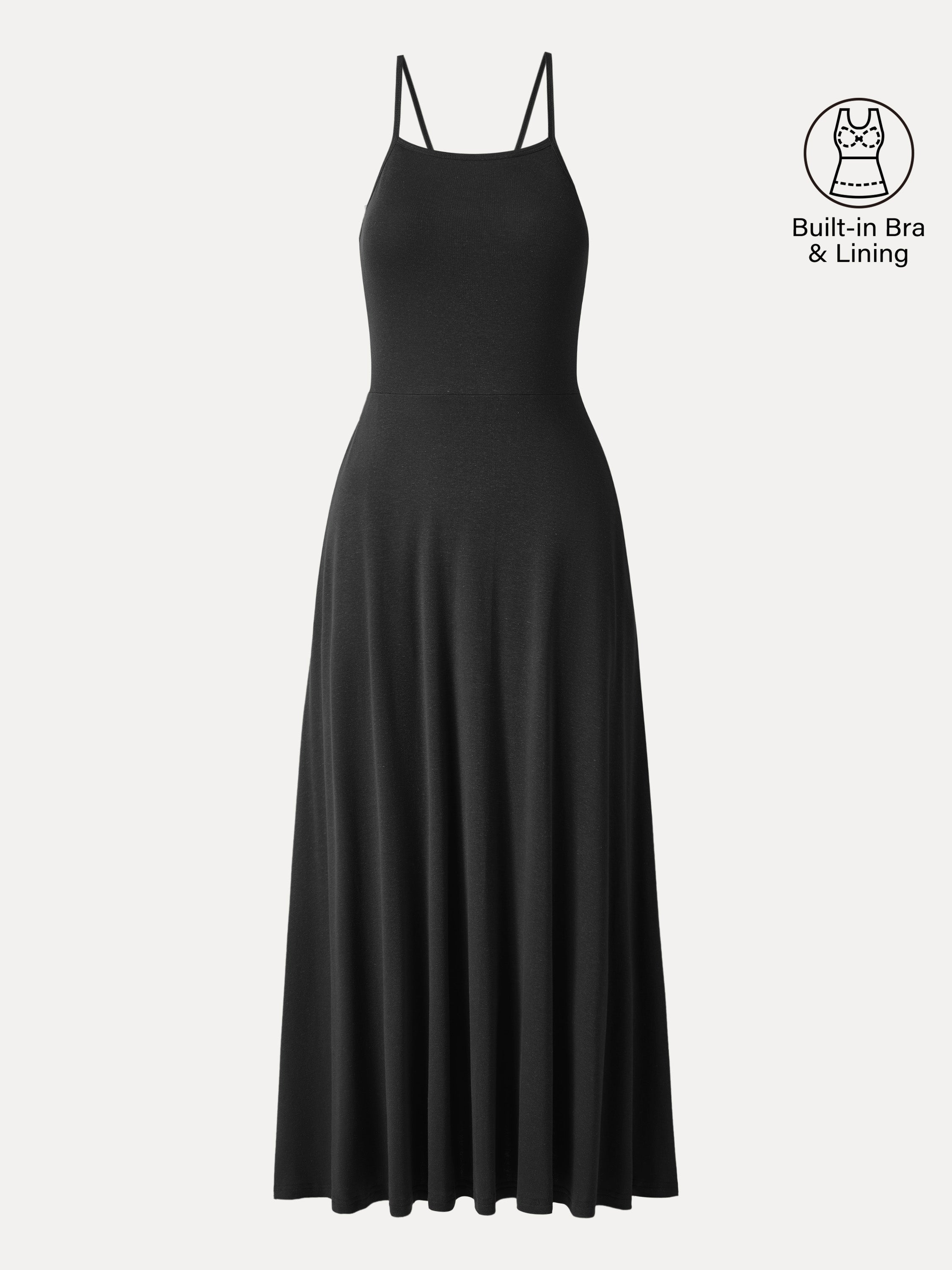 Soft Linen Knit Spaghetti Midi Bra Dress