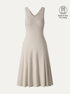 Stretch Ponte V-Neck A-Line Midi Bra Dress