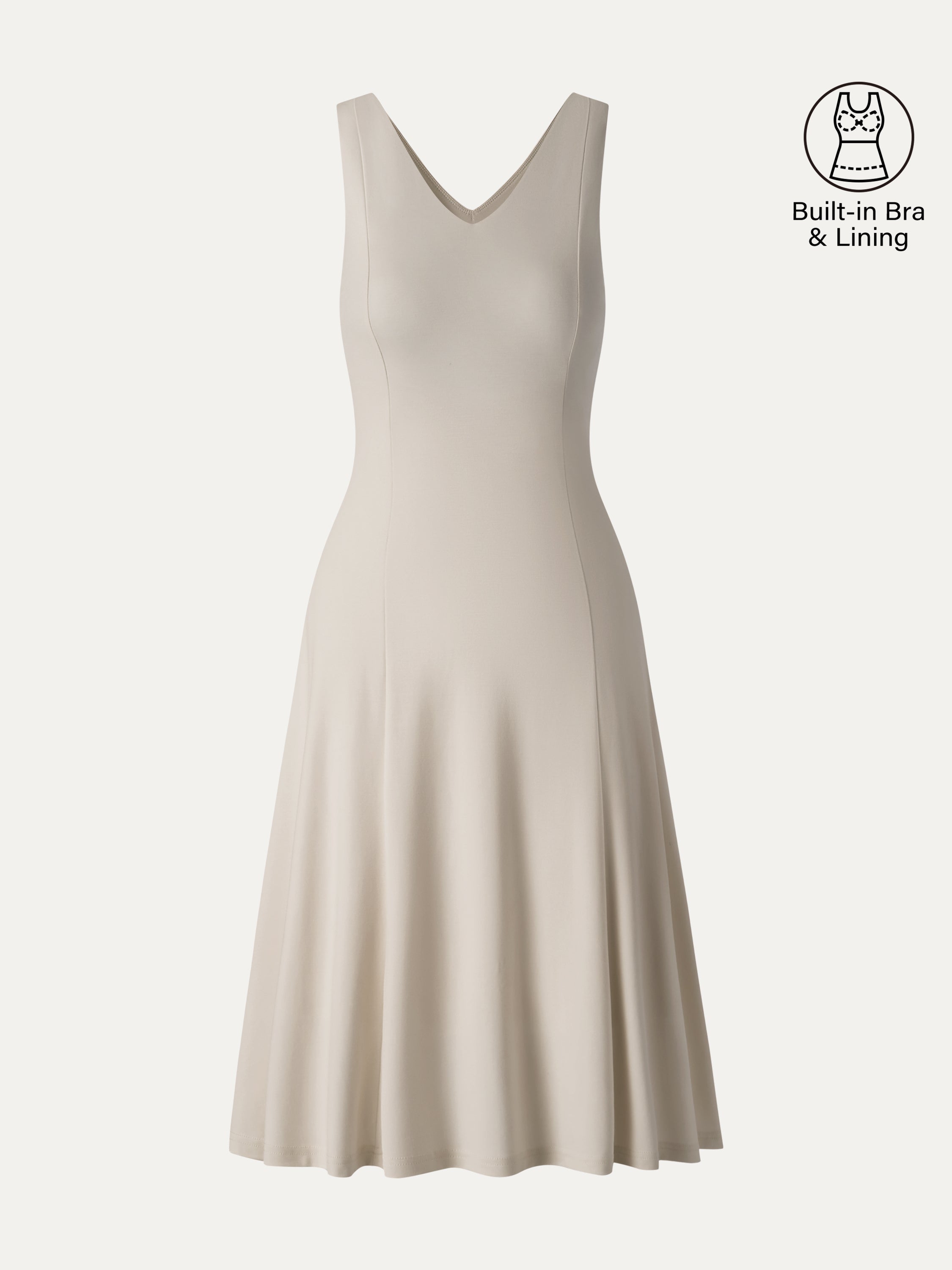 Stretch Ponte V-Neck A-Line Midi Bra Dress