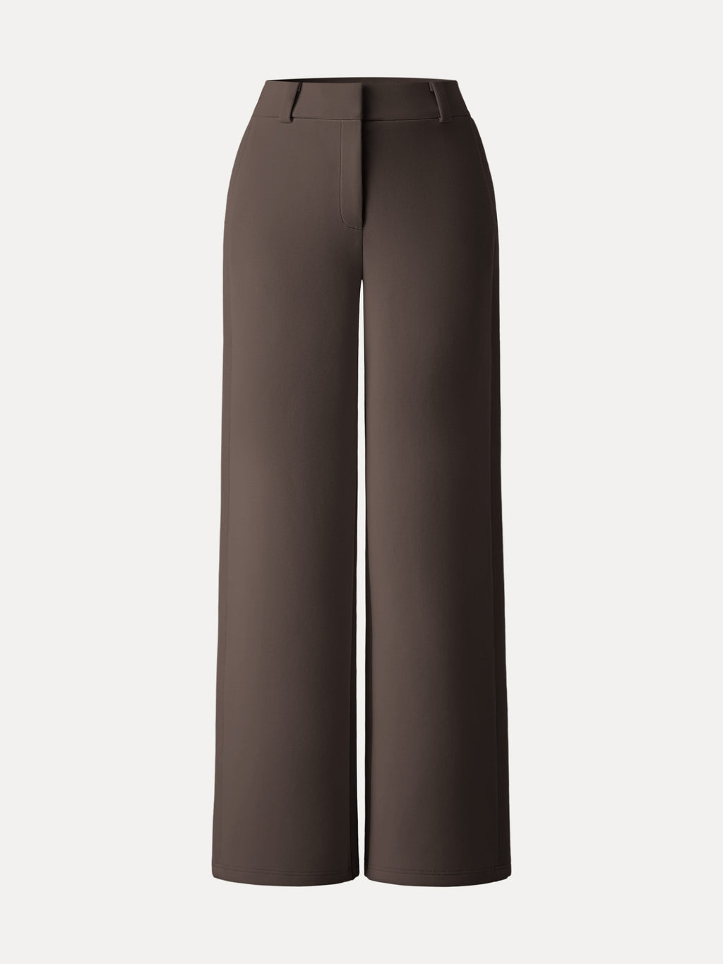 Stretchy Mid Rise Fly-Front Wide Leg Trouser