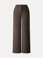 Stretchy Mid Rise Fly-Front Wide Leg Trouser