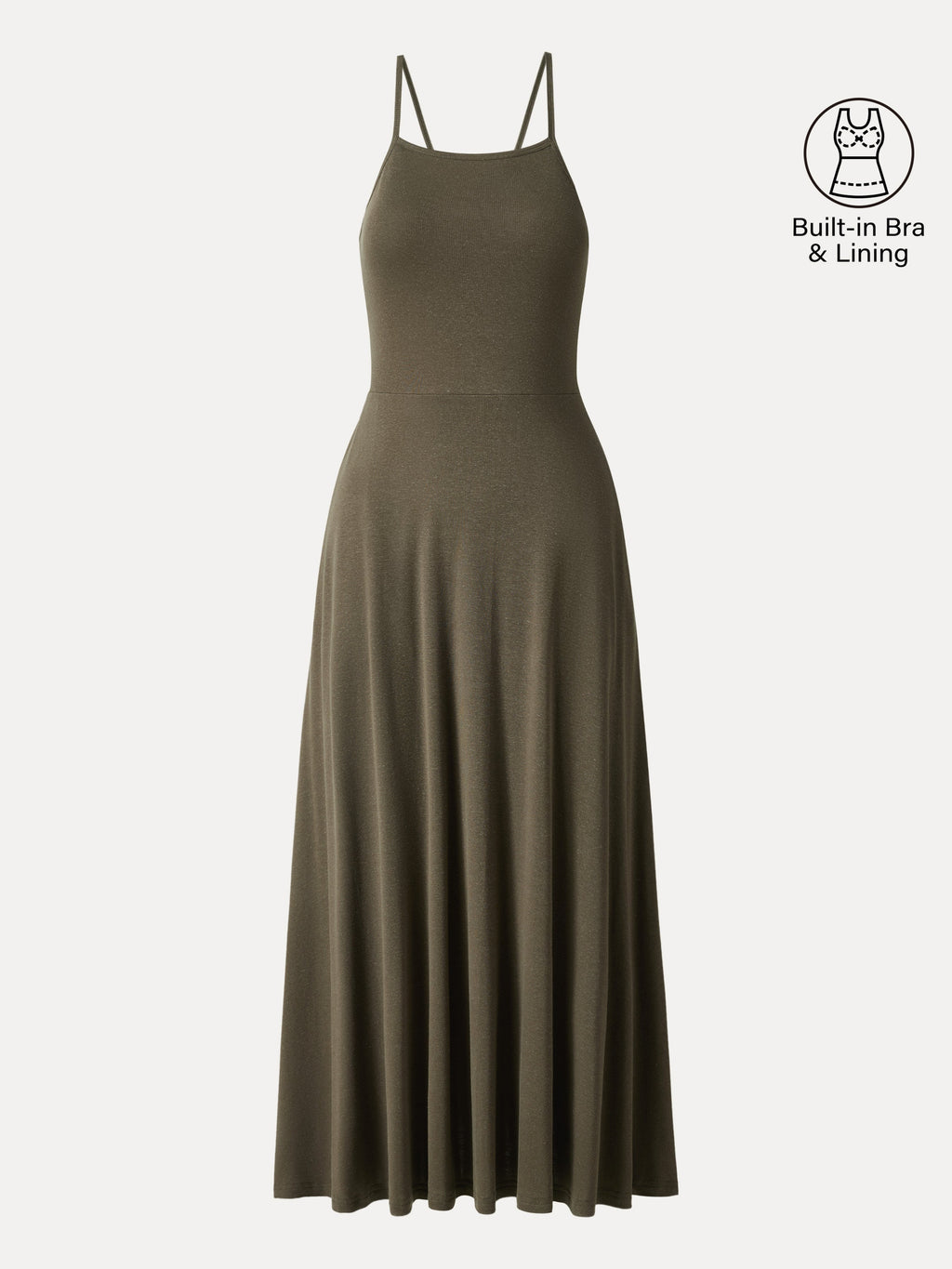 Soft Linen Knit Spaghetti Midi Bra Dress