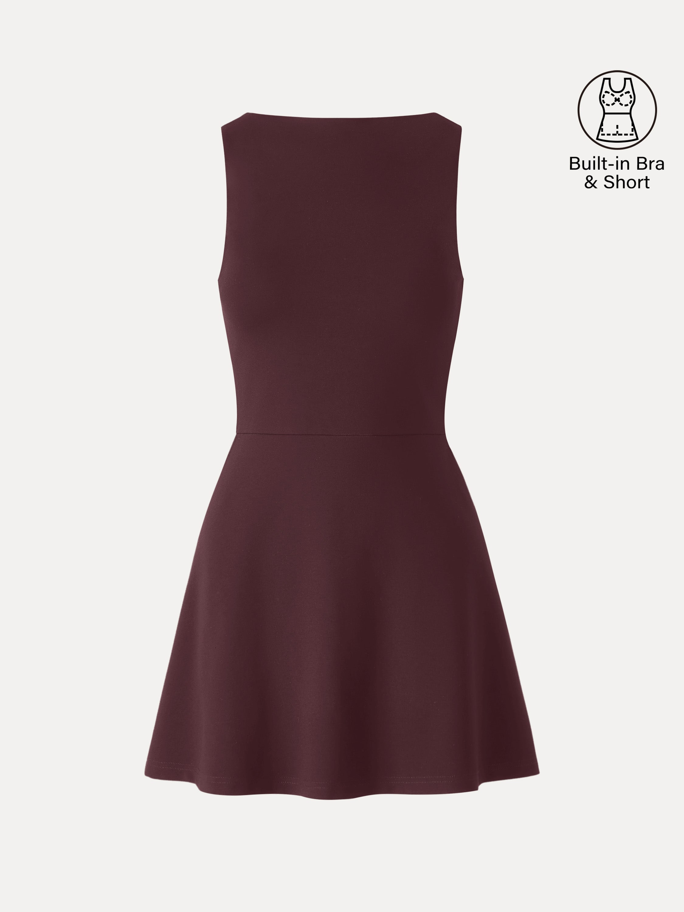 Classy Boatneck Fit-and-Flare Mini Bra Dress