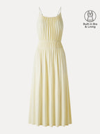 Vacay Gathered U-Neck Spaghetti Midi Bra Dress with Pockets