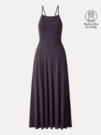Soft Linen Knit Spaghetti Midi Bra Dress