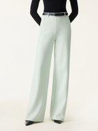 Stretch Cotton Blend Slimming High Rise Wide Leg Pant
