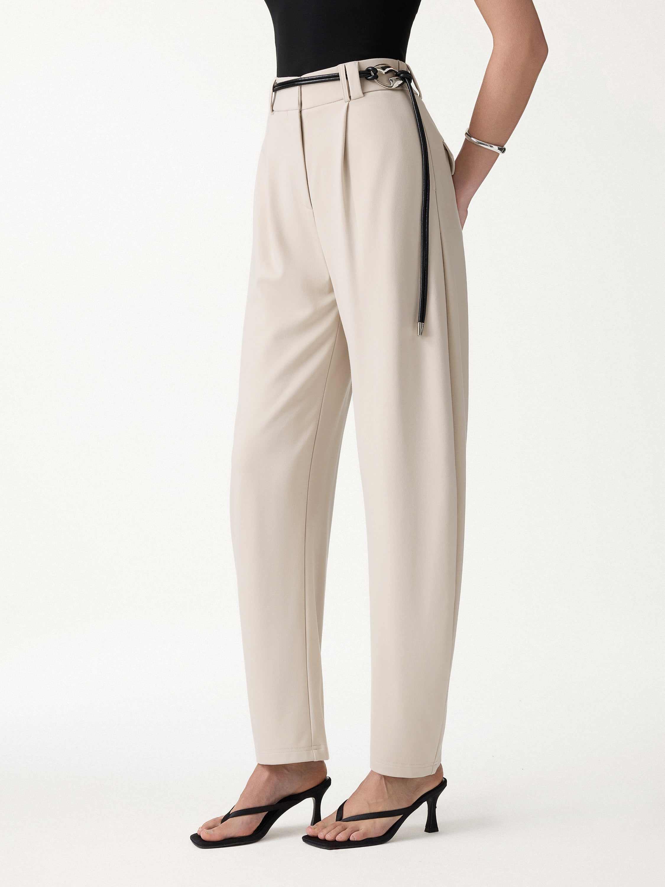 CoolTouch Stretch Ponte High Rise Cropped Barrel Pants
