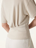 2Pcs Set Crewneck Short Sleeve Tee & Mid Rise Pleated Wide Leg Pant with Pockets