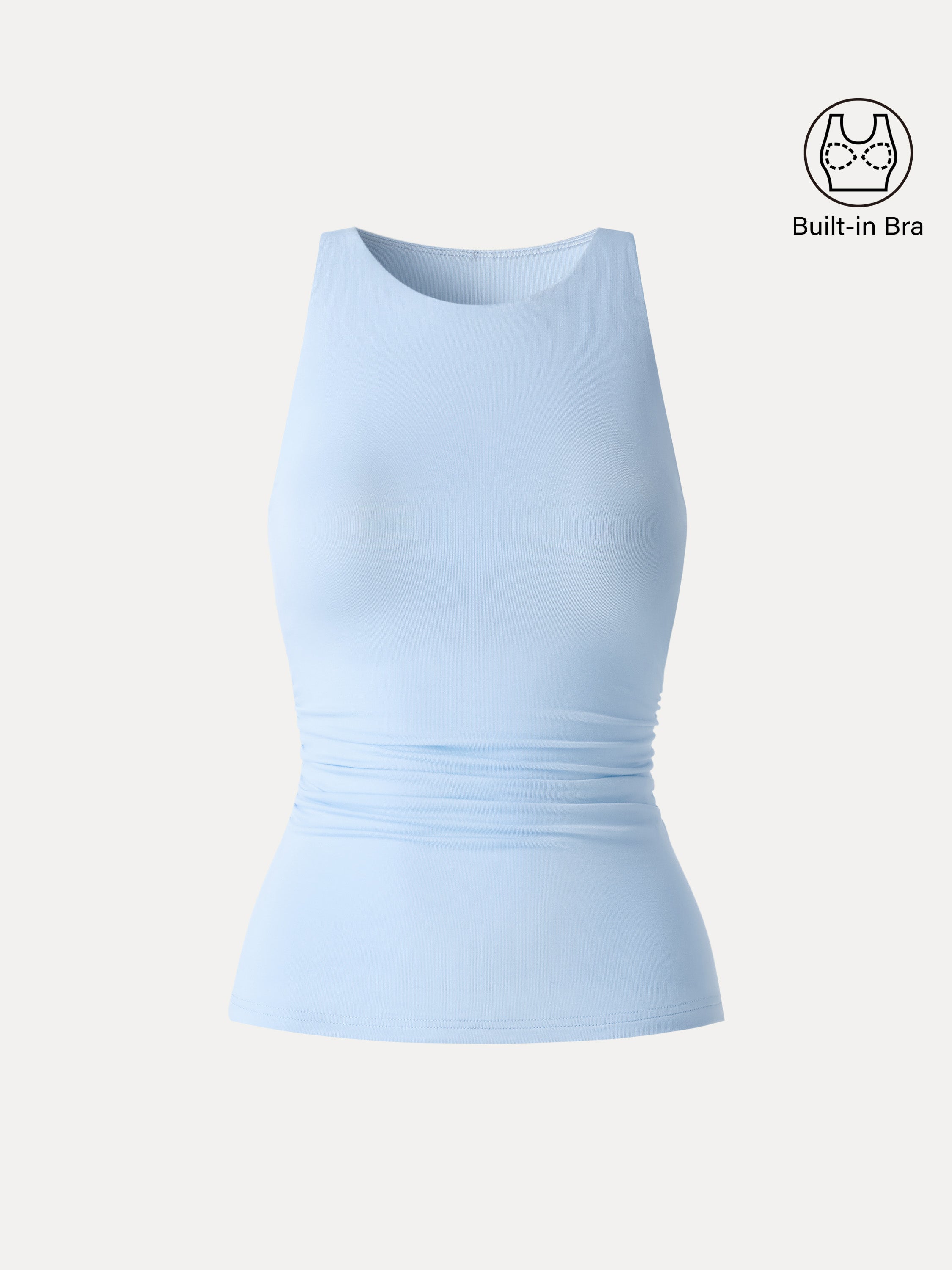 Back Smoothing Ruched Sleeveless Bandless Bra Top