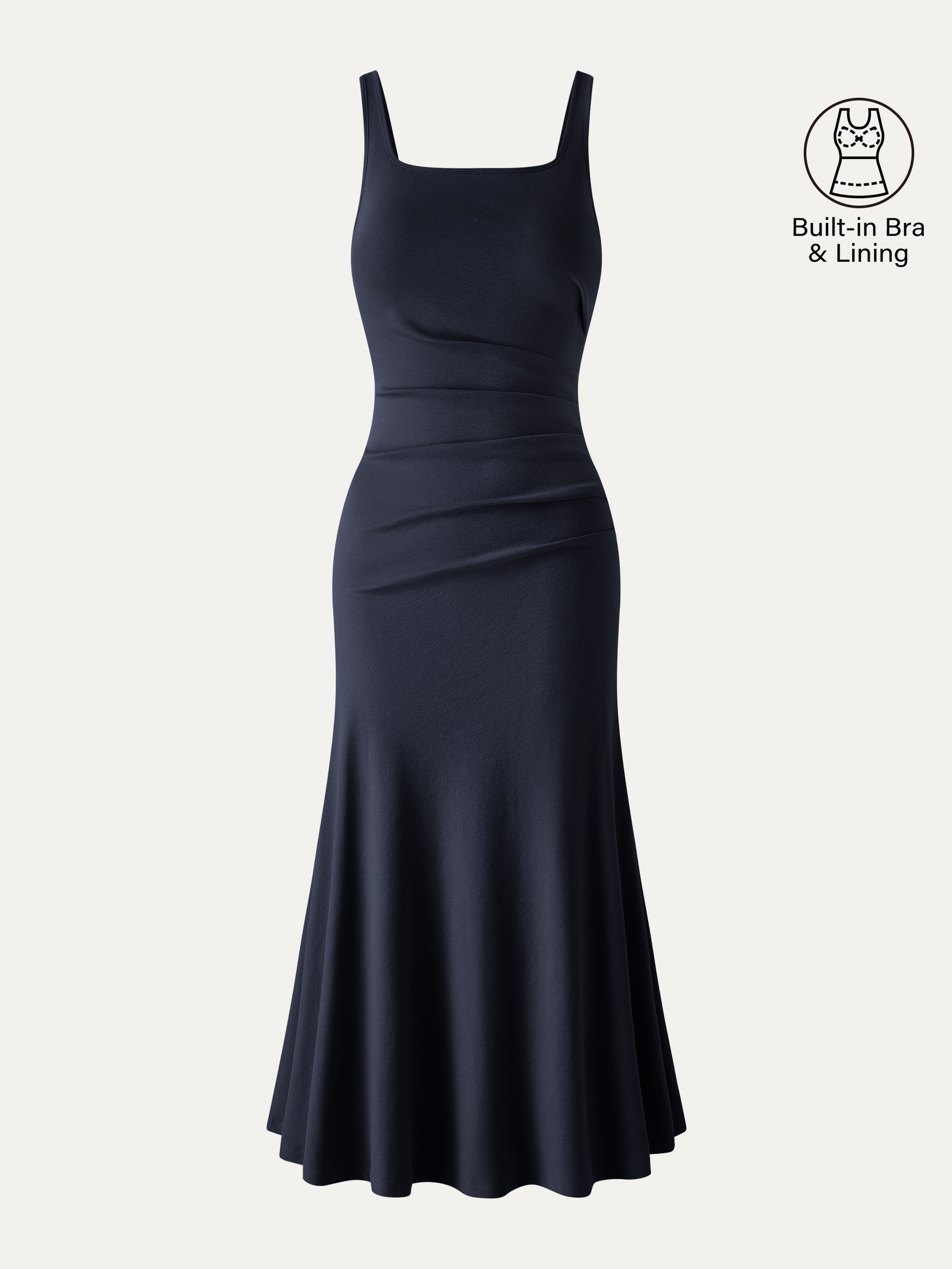 Square Neck Tucked Open Back Bra Dress