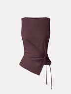 Lyocell-Linen Blend Boatneck Waist-Defined Top