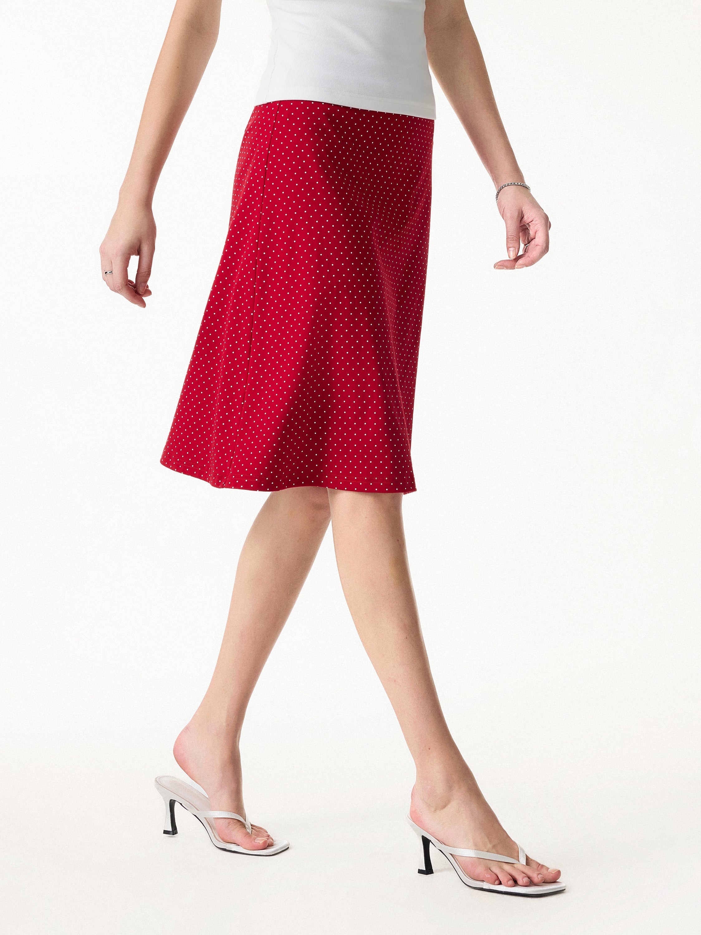 2Pcs Set Boatneck Flutter Sleeves Polka Dot Top & A-Line Flare Skirt Limited Edition
