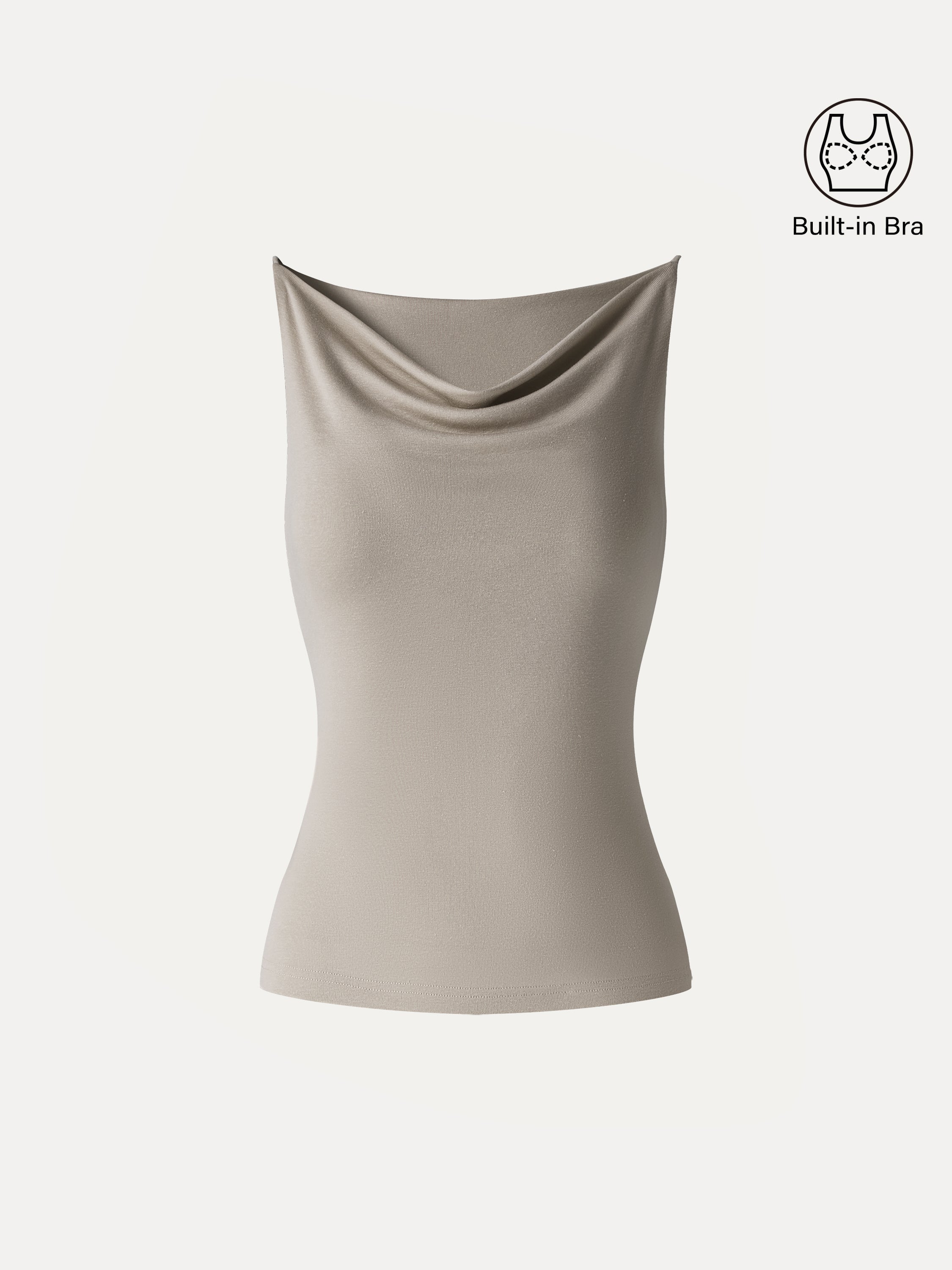 Stretch Linen Cowl Neck Bra Tank