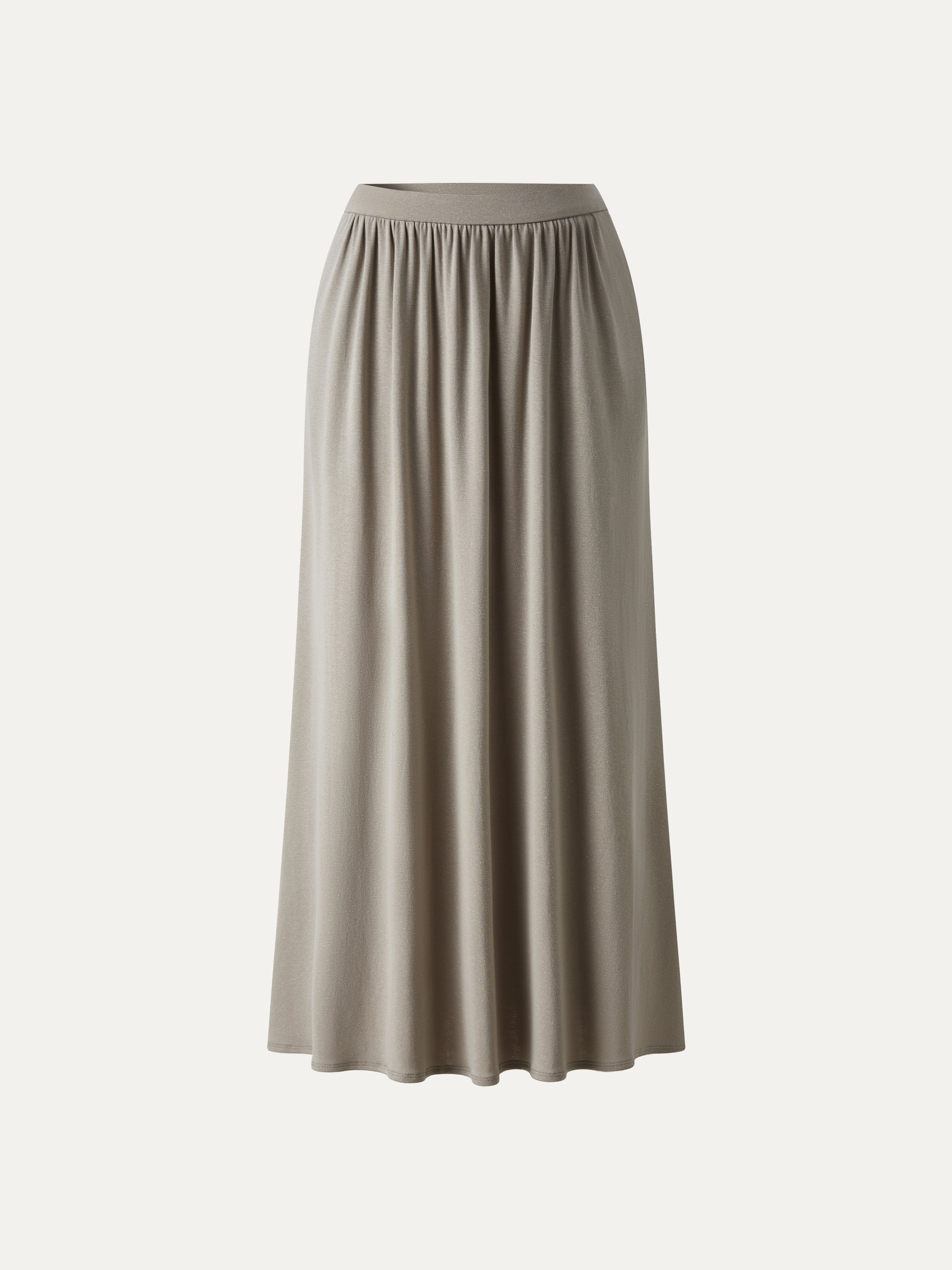 Soft Linen Knit Gathered A-Line Maxi Skirt with Pockets