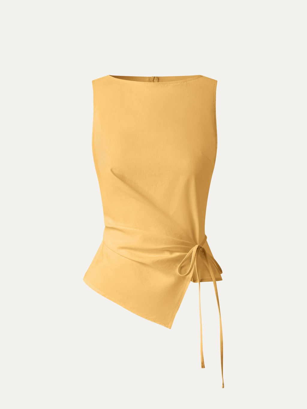 Lyocell-Linen Blend Boatneck Waist-Defined Top