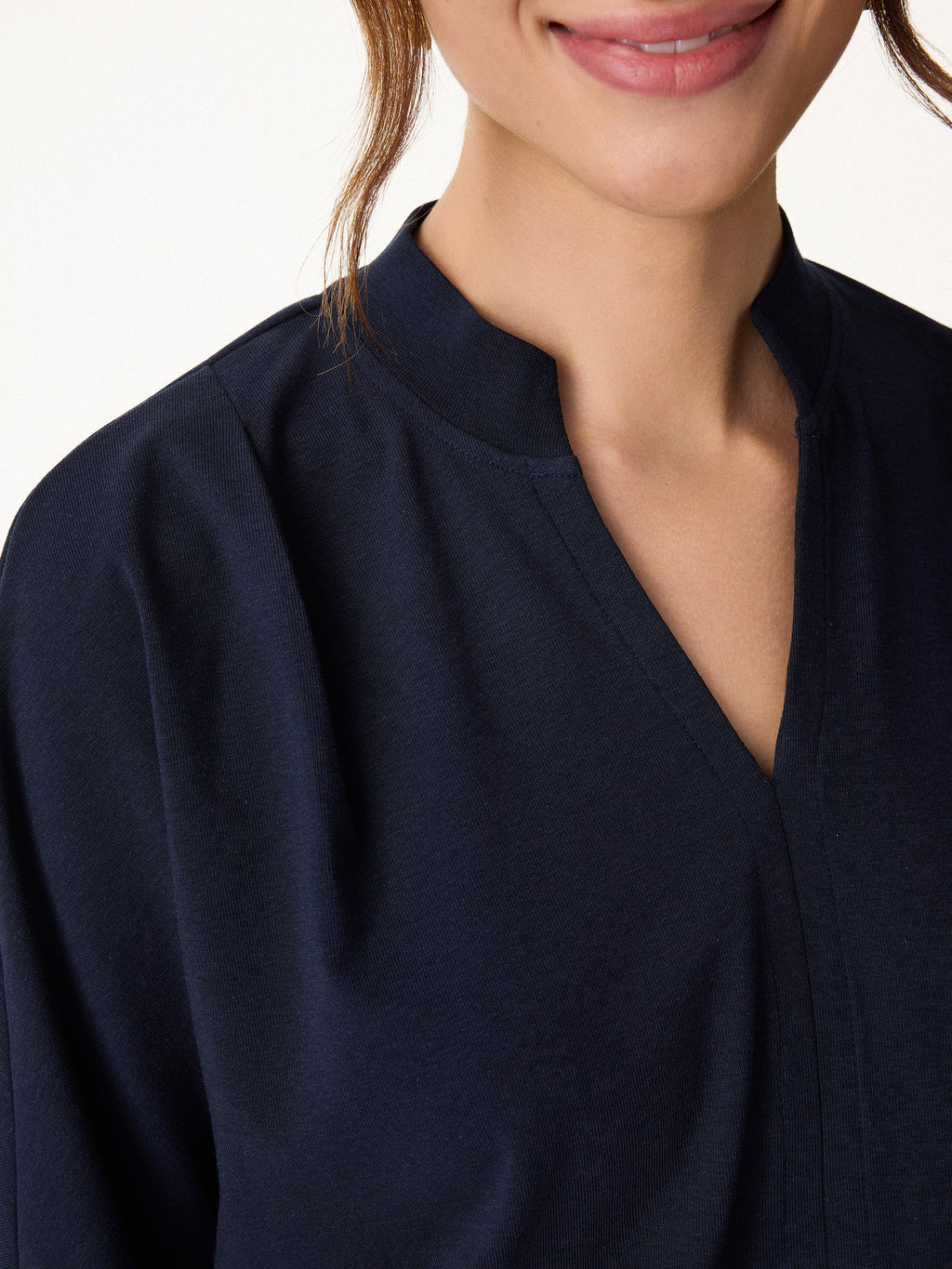 Stand Collar V-Neck Short Sleeve Top
