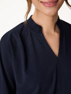 Stand Collar V-Neck Short Sleeve Top