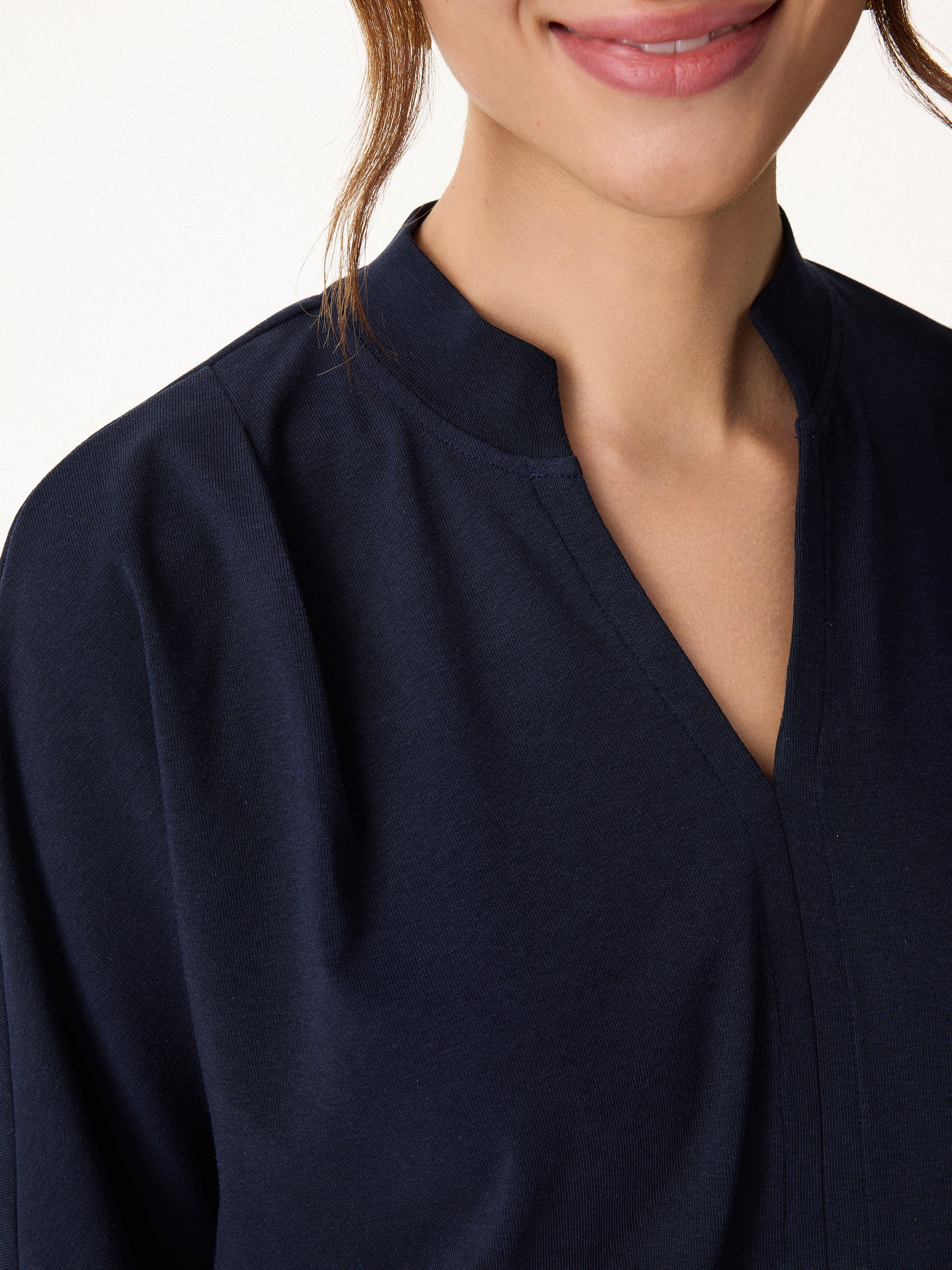 Stand Collar V-Neck Short Sleeve Top