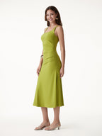 Square Neck Tucked Open Back Bra Dress