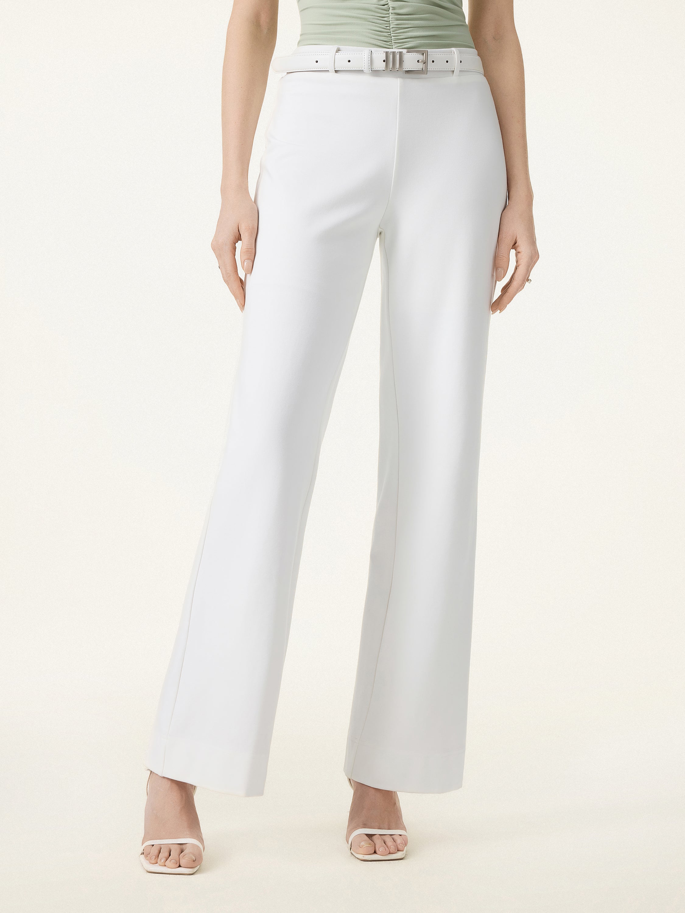 Not-See-Thru Drapey Mid Rise Wide Leg Pull-on Pant with Pockets