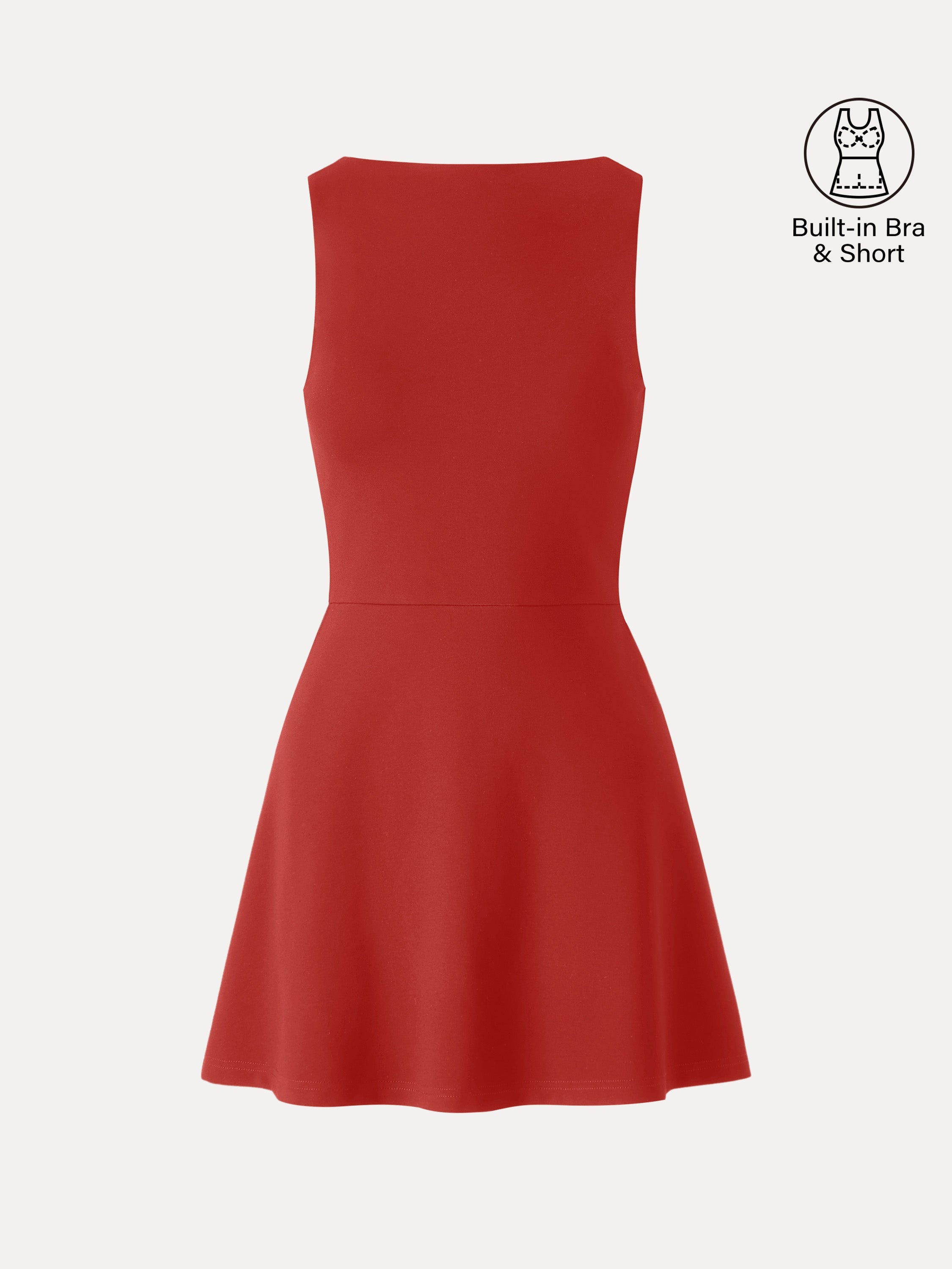 Classy Boatneck Fit-and-Flare Mini Bra Dress